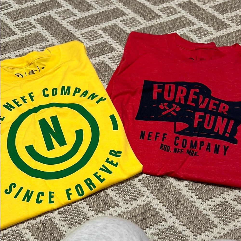 NWOT Neff men’s small Yellow and Red Graphic Tees
